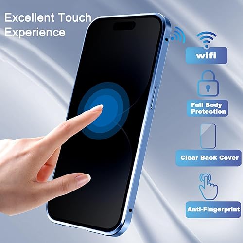 Miniatura 4 de Funda de privacidad magnética de titanio para iPhone 15 Pro Max, absorción magnética antiespías, carcasa de vidrio templado de doble cara, protector
