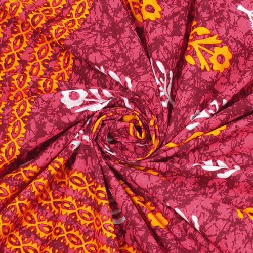Image of RajasthaniKart Pure 100% Cotton Double Bed Sheet with 2 Pillow Covers (Bedsheet for Double Bed Cotton, Red Small Booty Jaipuri, King Size,5302)