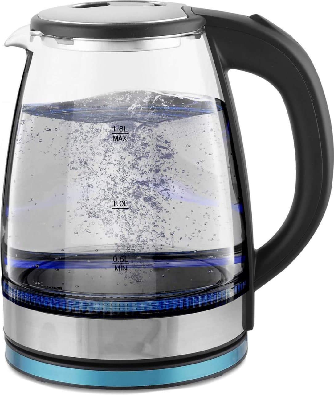 KHODIYAR Crystal Glass Electric Kettle 1.8 Litre with LED Illumination, Heat Resistant Pyrex Clear Glass Body, Glass Kettle(Glass, 1.8L)-image-2