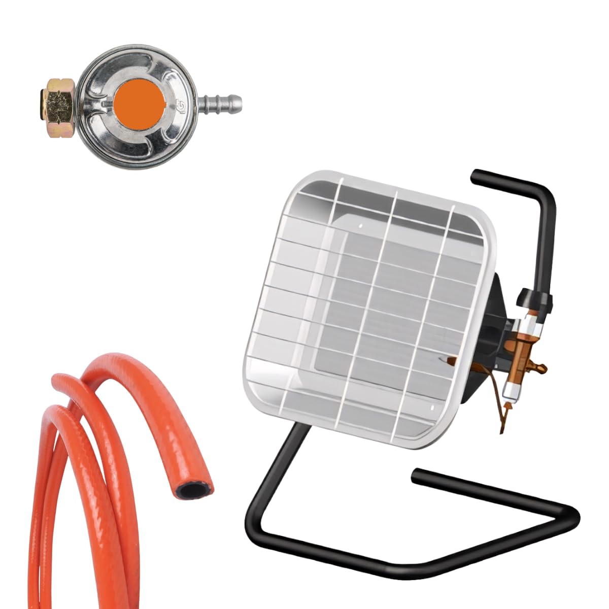 Gasheizer 4,5 kW Mobil – LPG Infrarot Heizstrahler mit 2 Keramikbrennern, ODS Sicherheitssystem, Druckregler & 70 cm Gasschlauch – Propangas Standheizer für Terrasse, Werkstatt & Lager