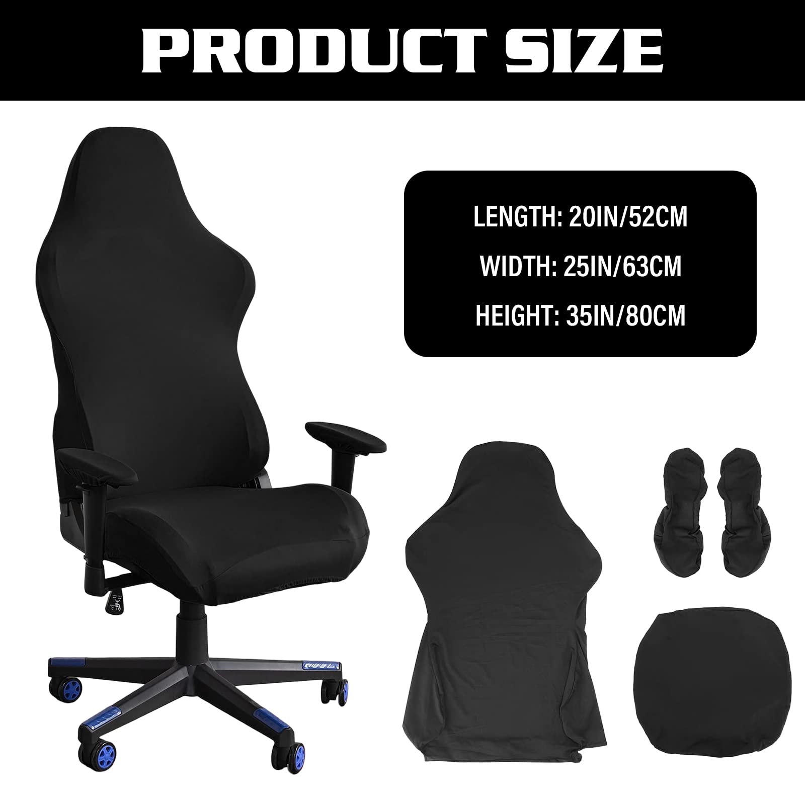 Bureaustoelhoes, draaibare stoelhoes, afneembare elastische stof, rekbare stoelhoes, slipcover stoelbeschermer, voor bureaustoel (geen stoel) (rood, S)-N