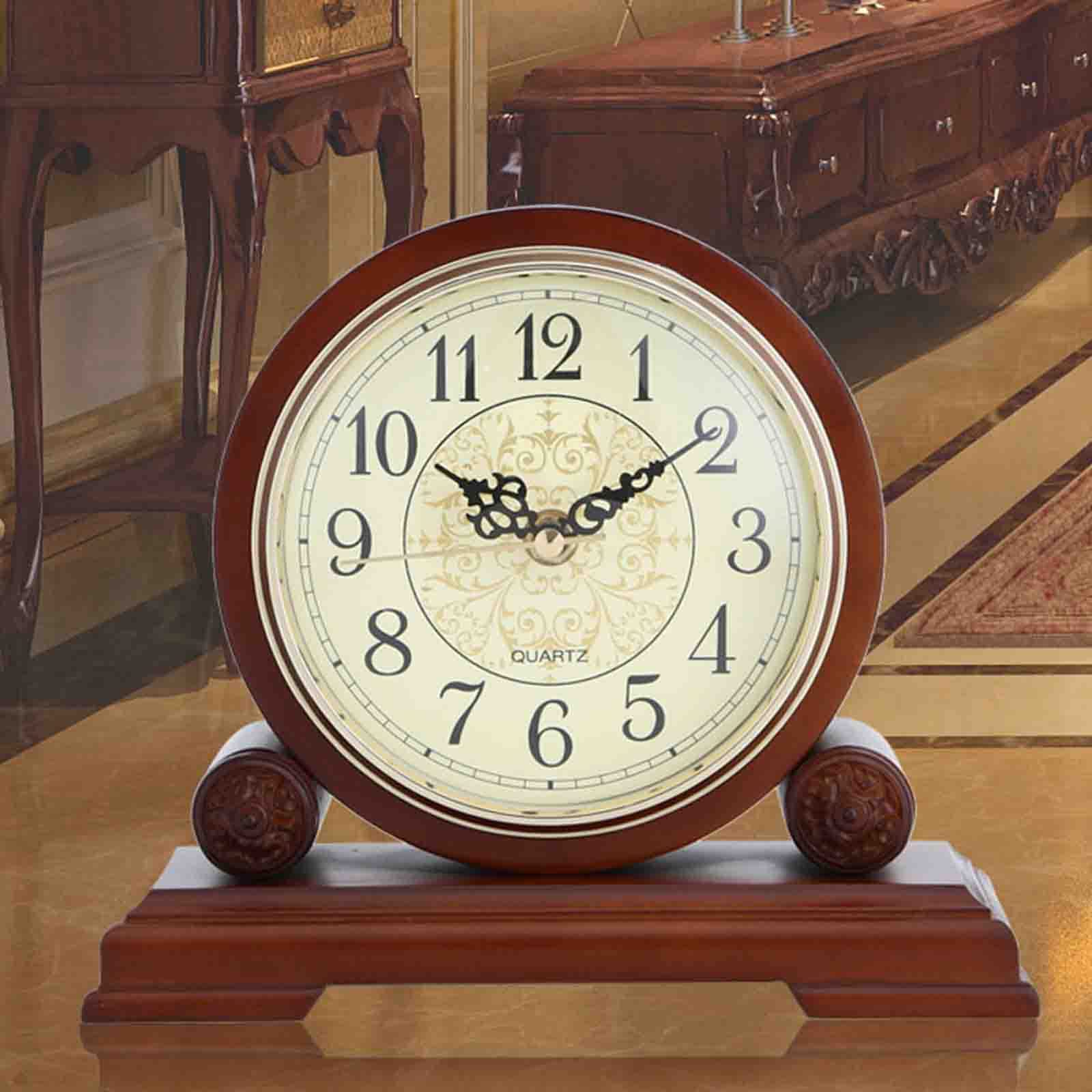 Orologio Da Tavolo Romano In Legno - Con Luce LED Regolabile, Ricaricabile USB, Design Artigianale - Foto 6