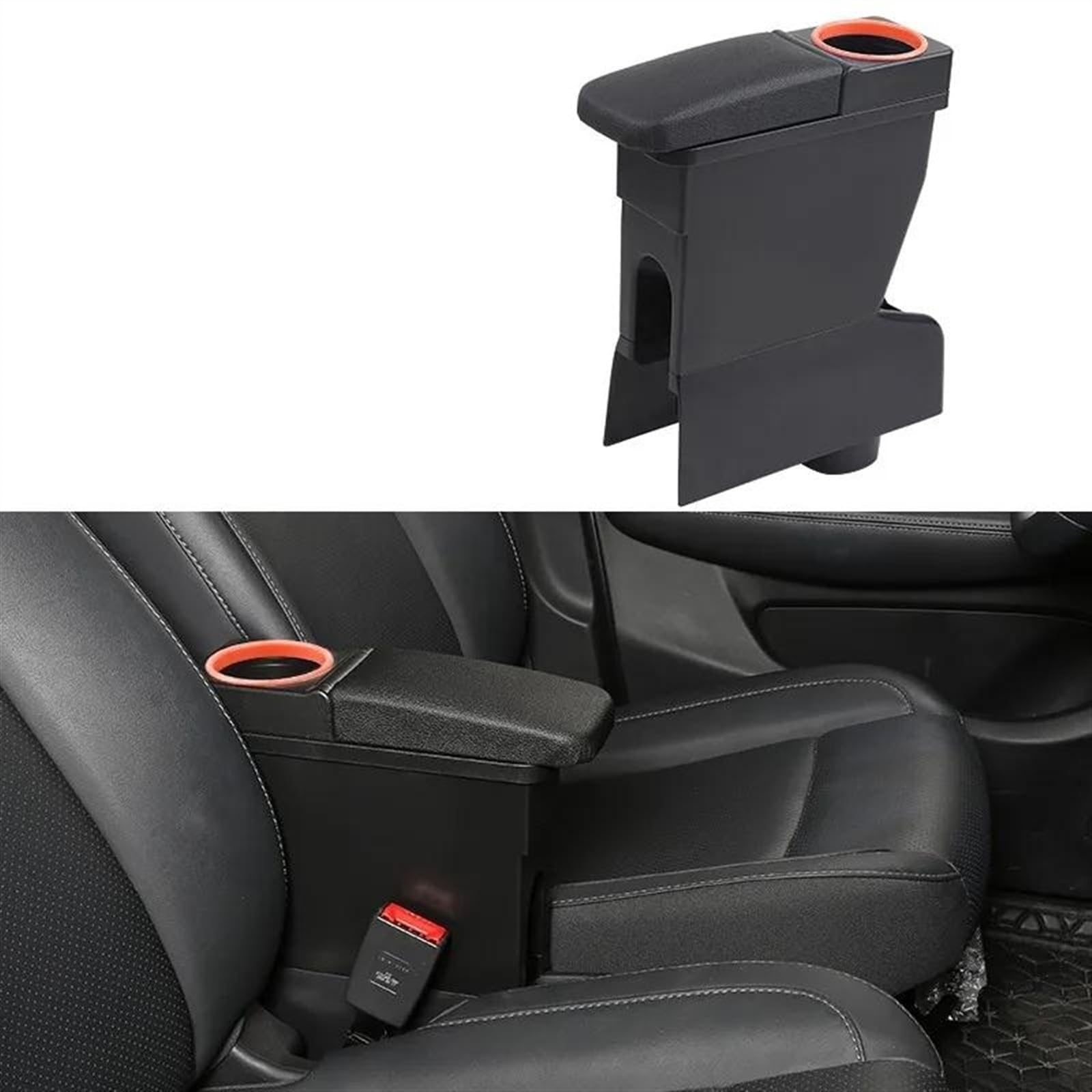 Auto Armlehne Getränkehalter Zubehör Mittelkonsole Für Leapmotor T03 2023- 2025 | Armlehnenbox Mit Getränkehalter | PU-Leder & ABS Mittelkonsole Auto
