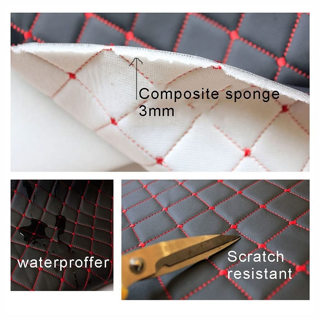 Pu Leder Kunstleder Gestepptes Leder Diamantstich Gepolstertes Ledertuch Material Polsterung Kunstleder Stoff Kunstleder Ledertuch Material Polsterung, Auto Futter/Schwarzes Quadrat/1,4*