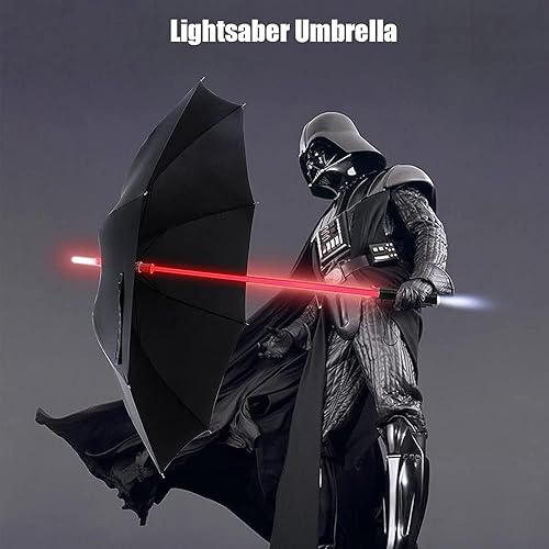 Vista 6 de Paraguas con diseño de espada láser Bestkee luz LED de 7 colores empuñadura integrada en la parte inferior