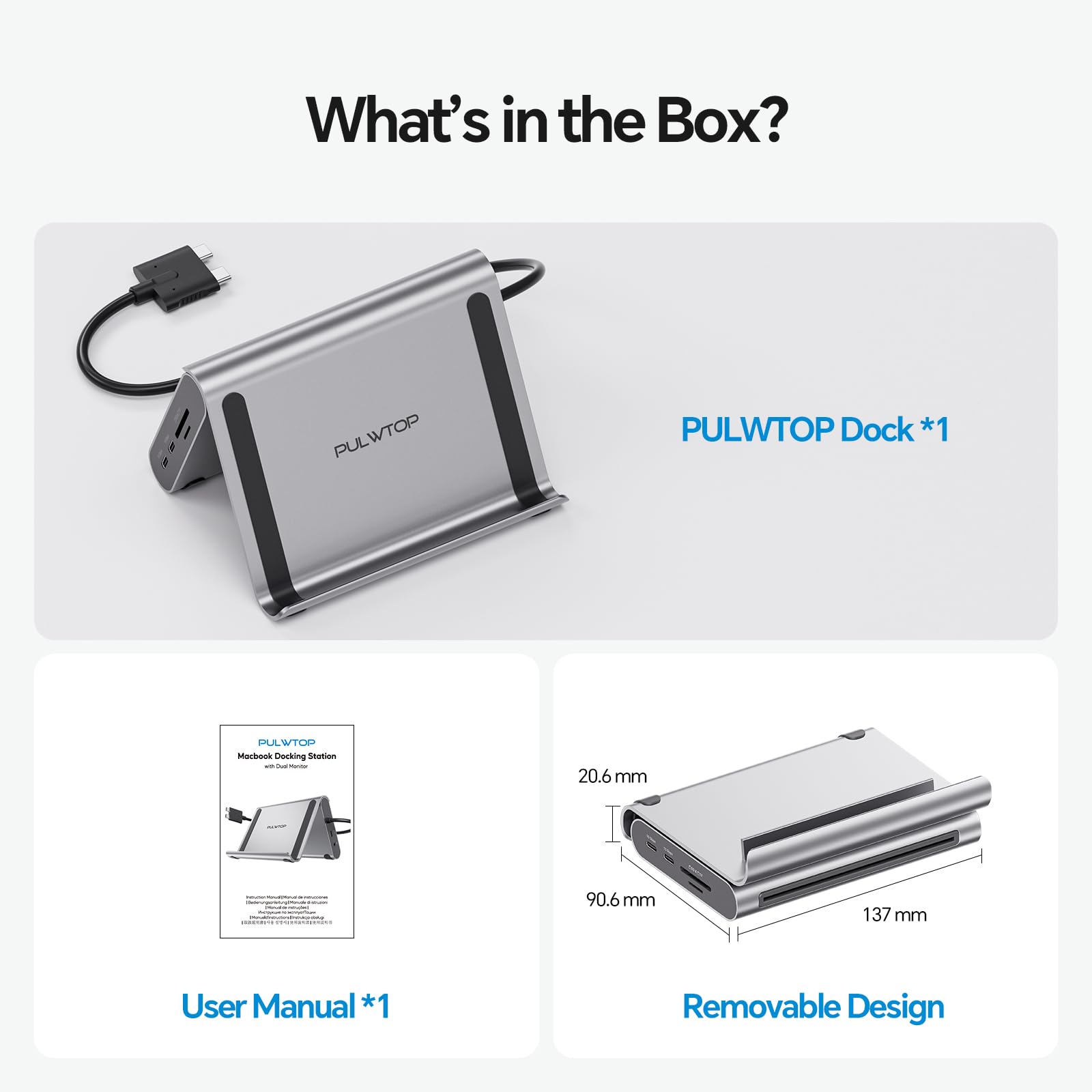 MacBook Docking Station Dual Monitor 4K@60 Hz per MacBook Pro/Air M3 Pro/M4/M5 Pro/Max, Docking Station USB C per laptop con 2 HDMI, PD, Ethernet, USB A/C 10 Gbps, audio, SD/TF, USB 2.0