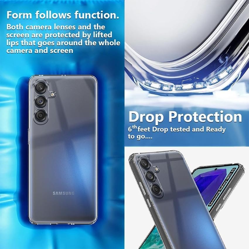 Image of COVERBLACK Soft Rubber Back Cover Compatible Model for Samsung M55 5G - Transparent