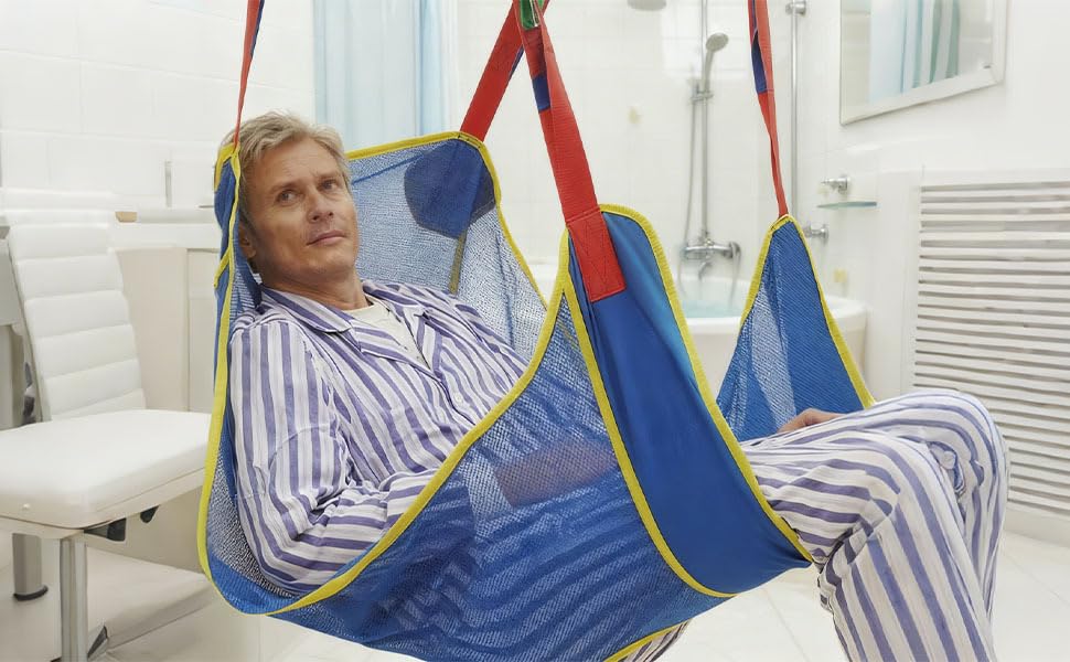 Eslinga de elevación para pacientes con correas ajustables para grúas de percha 7