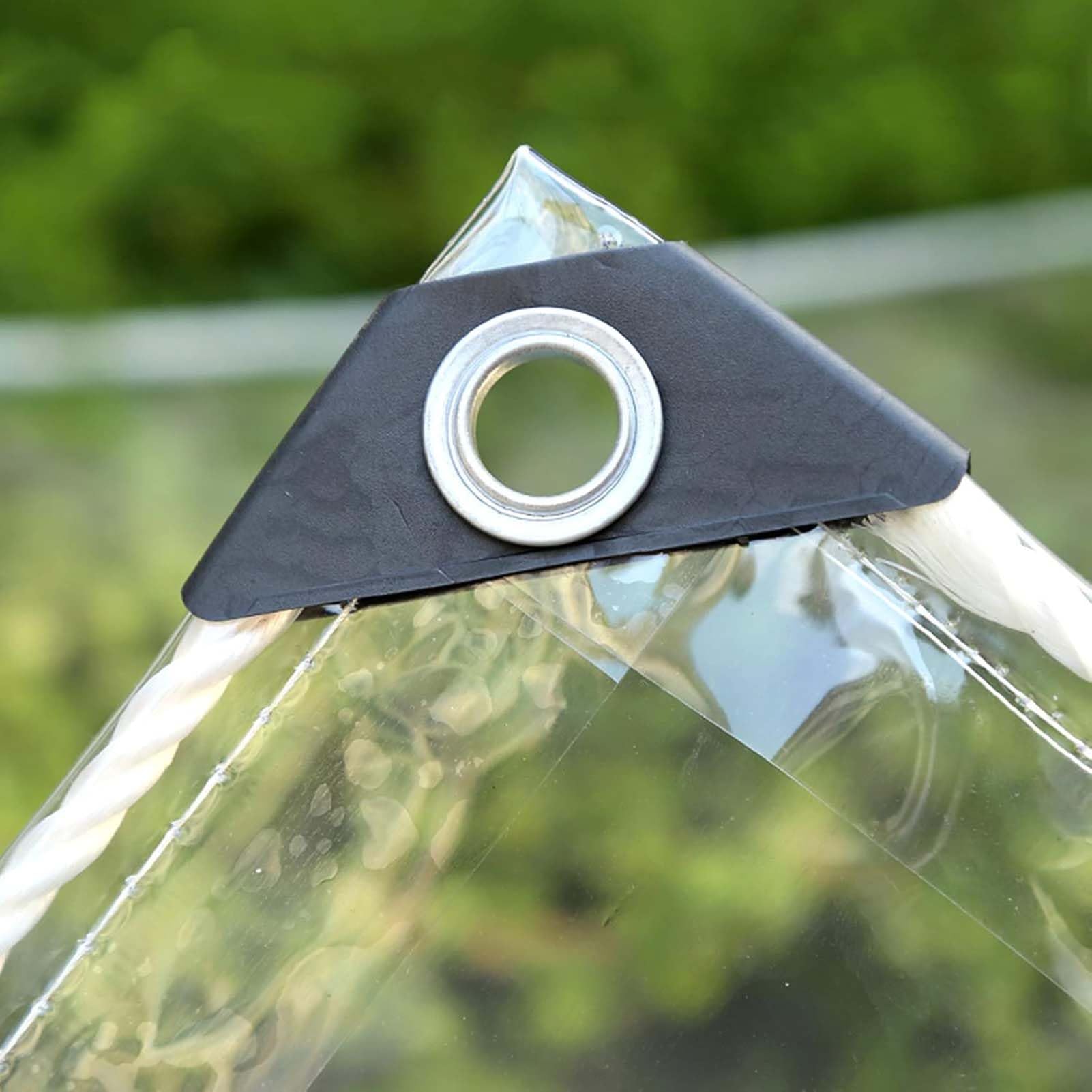 Amunpitic Transparent Tarp Heavy Duty 1x1m, Clear Tarpaulin Waterproof, Tarps Plastic Transparent with Grommets, for Patio, Greenhouse, and Outdoor Use