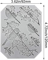 Vista 2 de Paquete de 5 moldes de silicona para fondant con diseños de mariposa, rosa, tallos de flores, pájaros y flores, para hacer chocolate, fondant