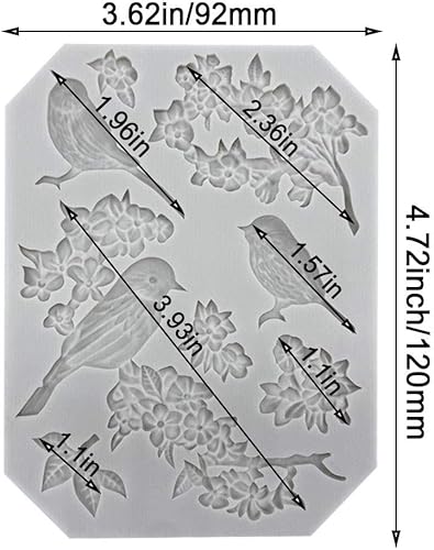 Miniatura 2 de Paquete de 5 moldes de silicona para fondant con diseños de mariposa, rosa, tallos de flores, pájaros y flores, para hacer chocolate, fondant