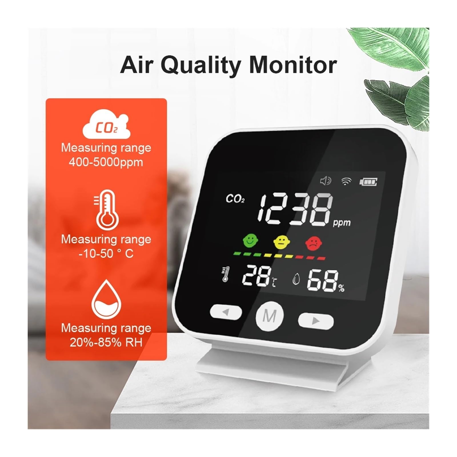 Detektor gazu, Monitor jakości powietrza CO2 o wysokiej precyzji, czujnik temperatury i wilgotności, monitor gazu Tuya-połączenie WIFI, wewnętrzny detektor