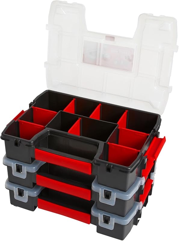CRAFTSMAN Storage Organizer, Small Parts Organizer, 3-Packs with 10-Compartments, Lid Includes Secure Latch (CMST60964M) Triple Pack