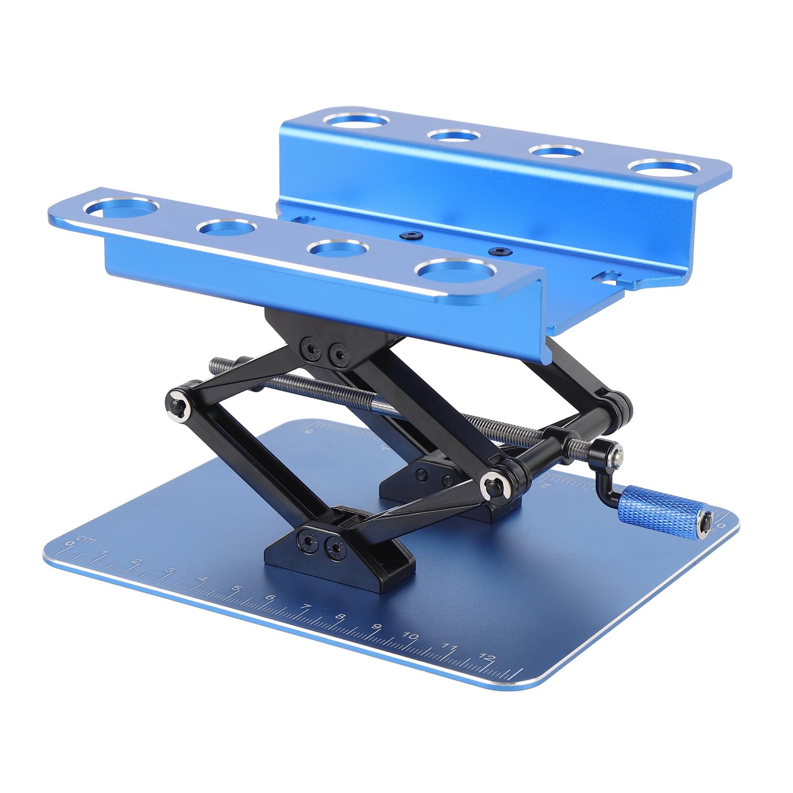 Stojak roboczy do samochodów RC Obrotowa stacja robocza z regulacją wysokości Stabilne podparcie Platforma podnosząca dla modeli samochodów RC w skali 1:8 i 1:10 Symulacja (Niebieski)