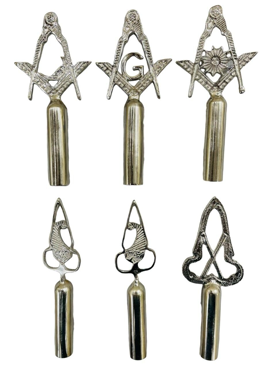 Masonic Blue Lodge Rods & Tops Silver Color Pole Topper 06 PCS