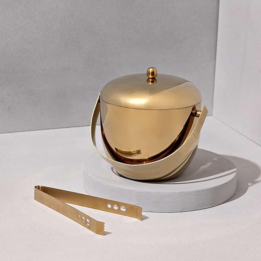 BARZIO Stainless Steel Ice Bucket - Gold Finish