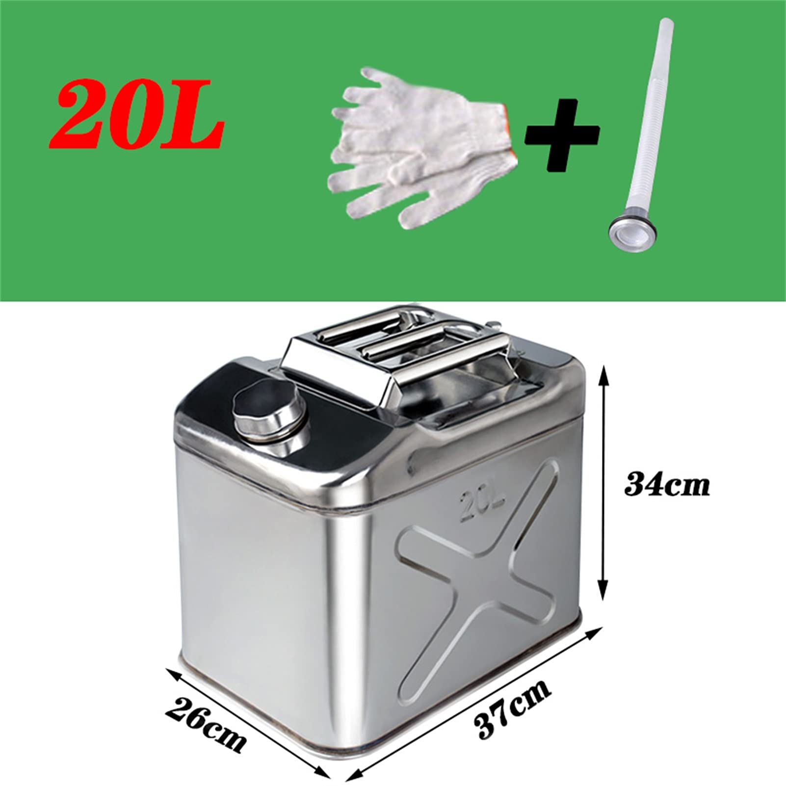 Taniche carburante 304 in acciaio inossidabile Jerry Can - Stoccaggio del carburante, Benzina, Benzina, Diesel può, contenitore di stoccaggio dell'acqua, per moto SUV ATV fuoristrada, con beccuccio