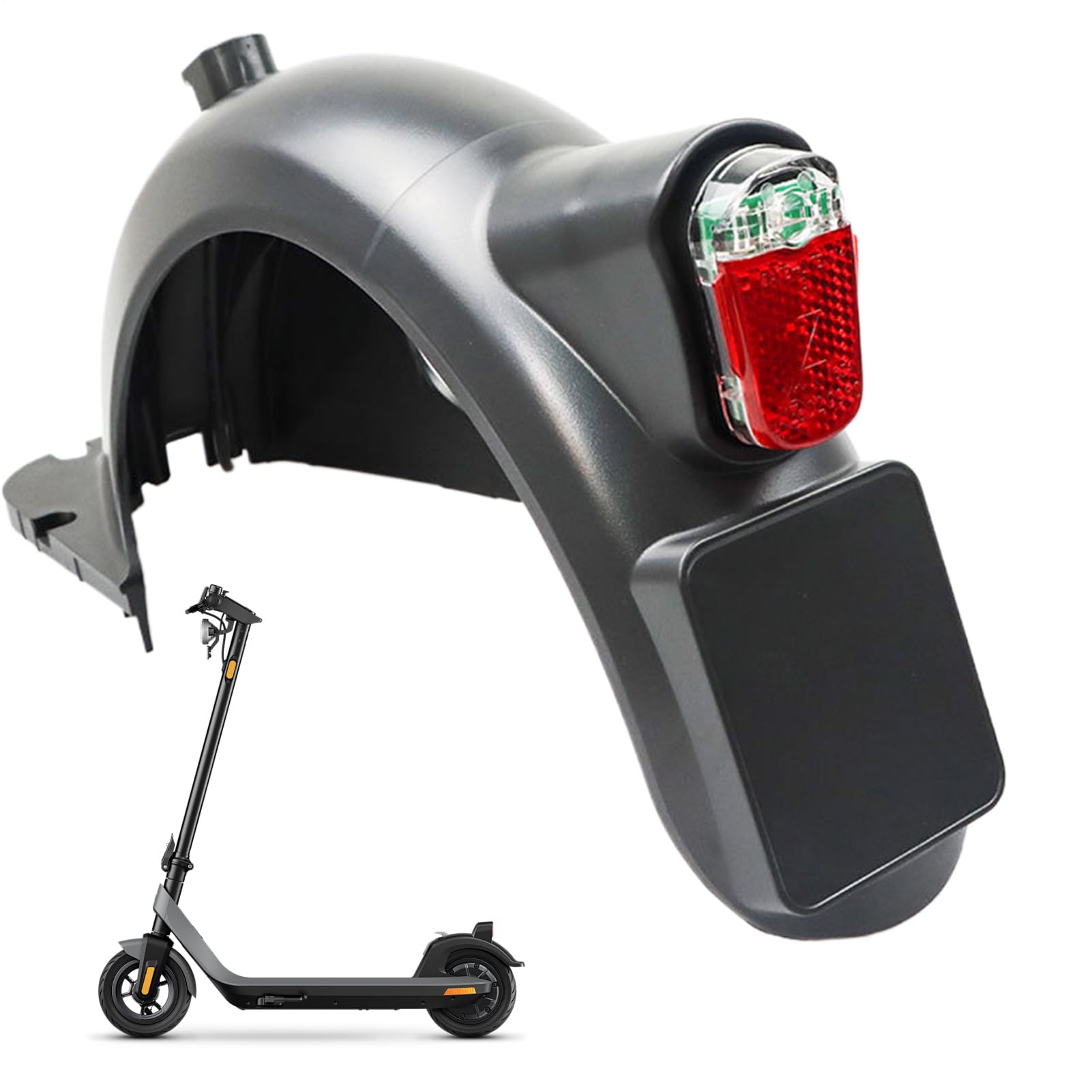 Guardabarros trasero para scooter, accesorios para patinete eléctrico, luz trasera impermeable Ipx4 de alto brillo, soporte de matrícula para bicicletas eléctricas