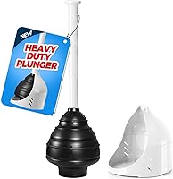 FORASTO Heavy Duty Toilet Plunger with Holder - Extra Large Cavity for Powerful Clog Removal, Odorless, Versatile for Toilets & Drains, White