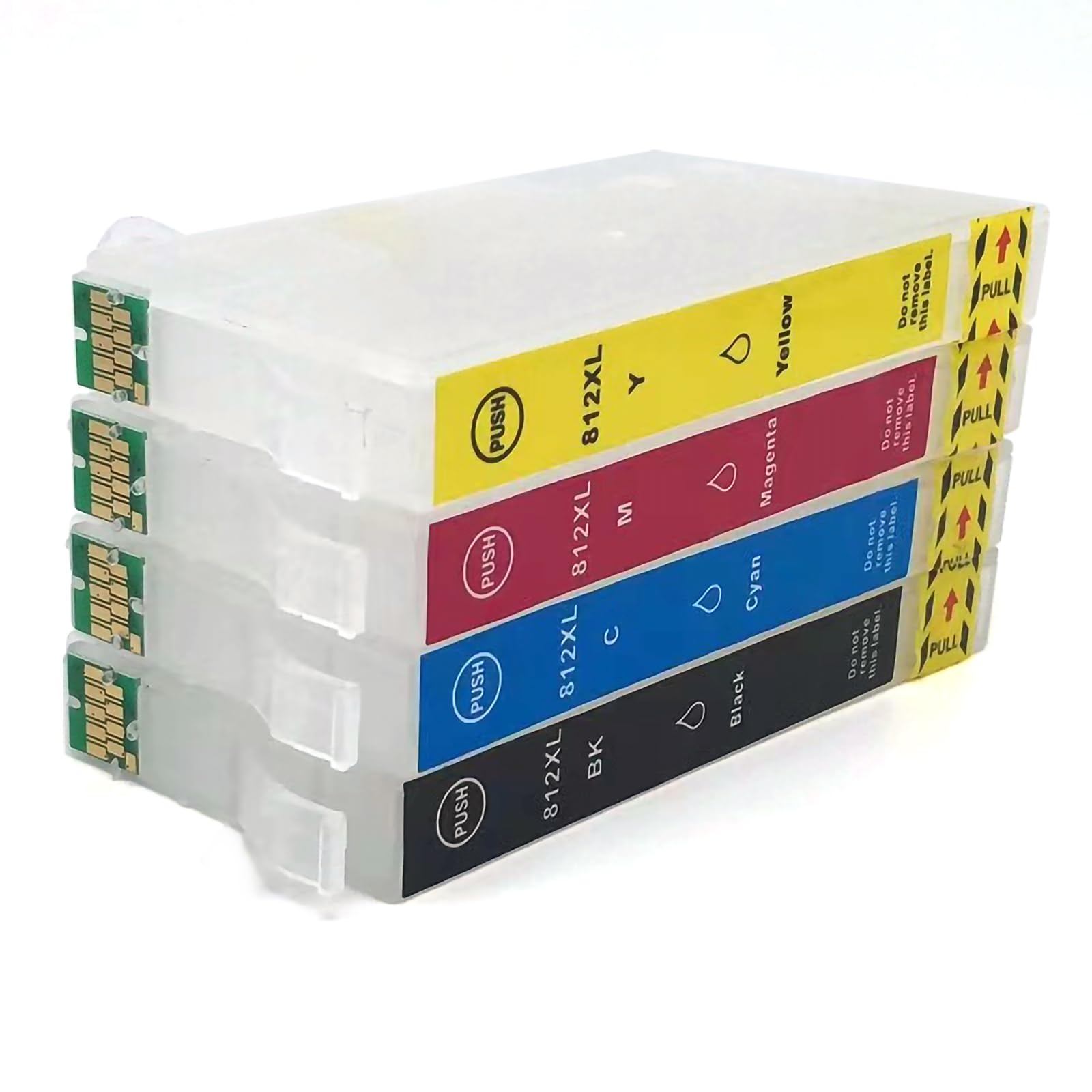 812XL T812XL Sublimation Ink Cartridges, Empty Refillable Ink Cartridges with Chip Compatible with WF-3820 WF-3825 WF-4830 WF-4835 WF-7840 WF-7820 EC-C7000 Printers (4PCS with Chip)