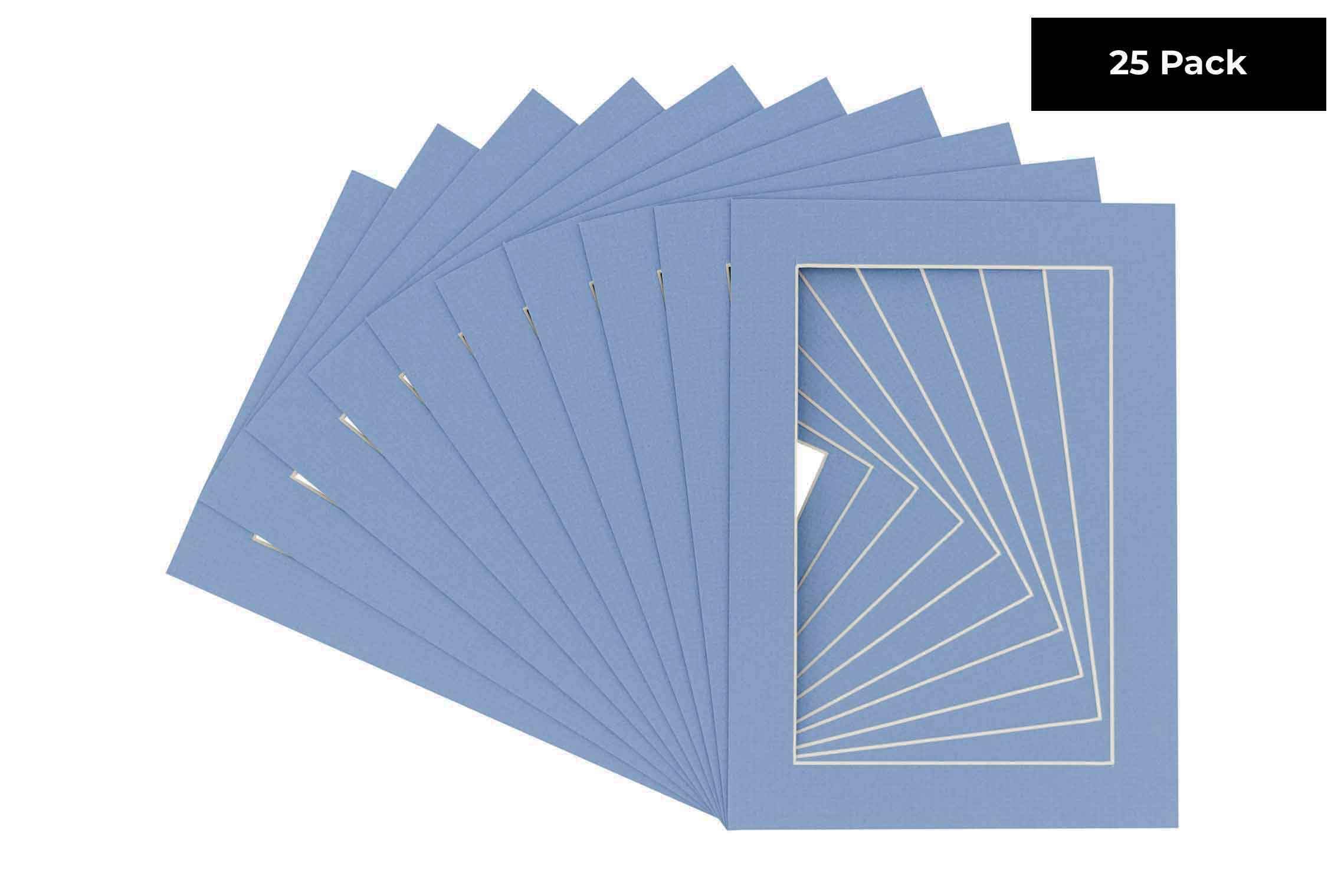 Pack of 25 Acid Free 16x20 Mats Bevel Cut for 13x16 Photos - Brittany Blue Precut Matboards For Pictures, Photos, Framing - 4-ply Thickness