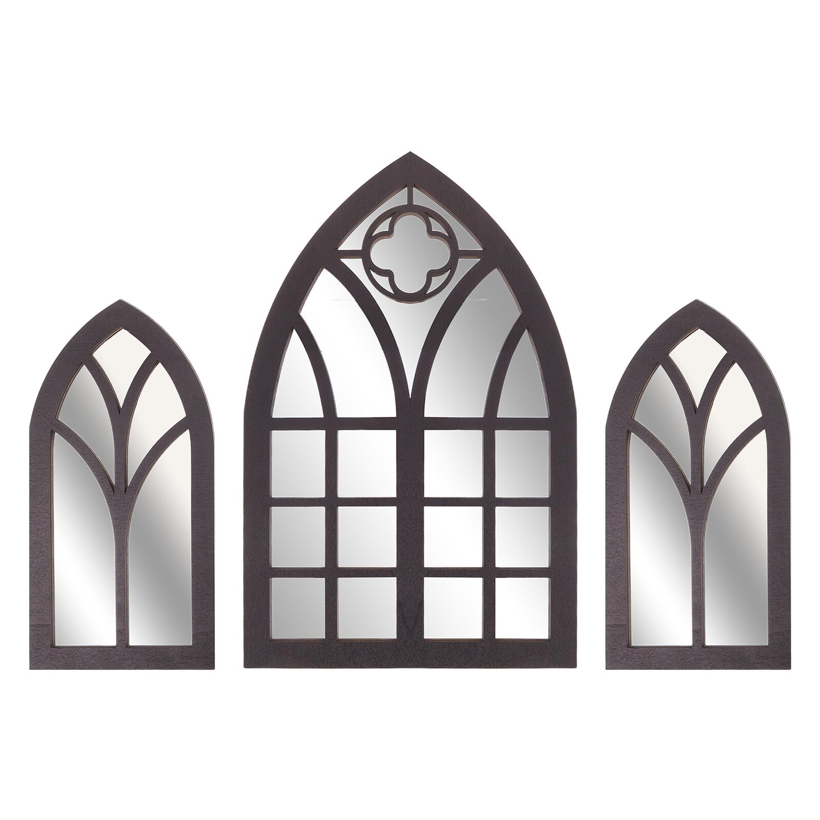 Miroir mural arqué bois décoration intérieure maison vintage fenêtre église noir salon