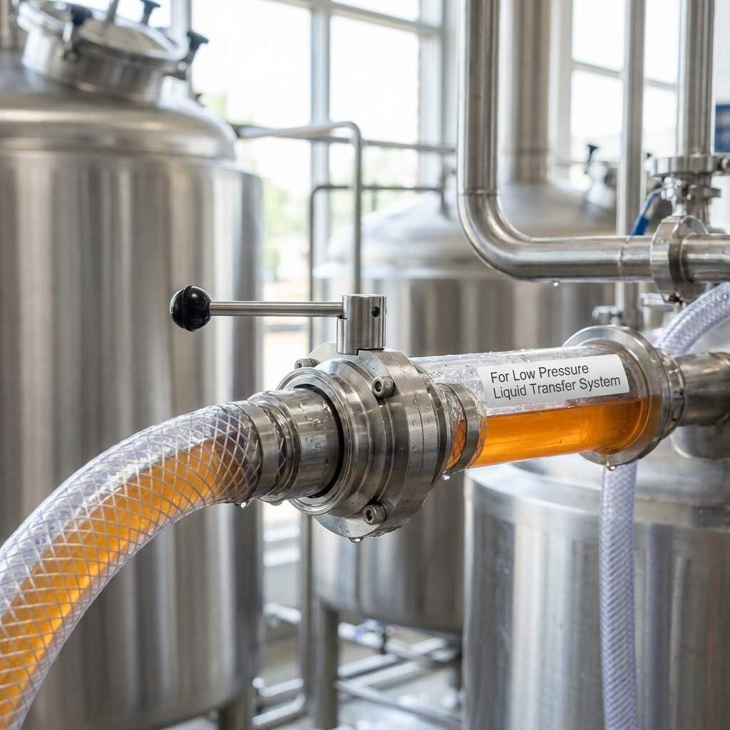 QWORK Valvola a farfalla sanitaria, confezione da 2 3 in acciaio inox 304 valvola a farfalla sanitaria a tre morsetti con maniglia a tirare, trifoglio a morsetto 3 pollici