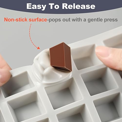 Miniatura 5 de Moldes cuadrados de silicona para dulces de chocolate, mini molde de goma de silicona para terraza cuadrada, 72 cavidades tamaño de molde de fondant
