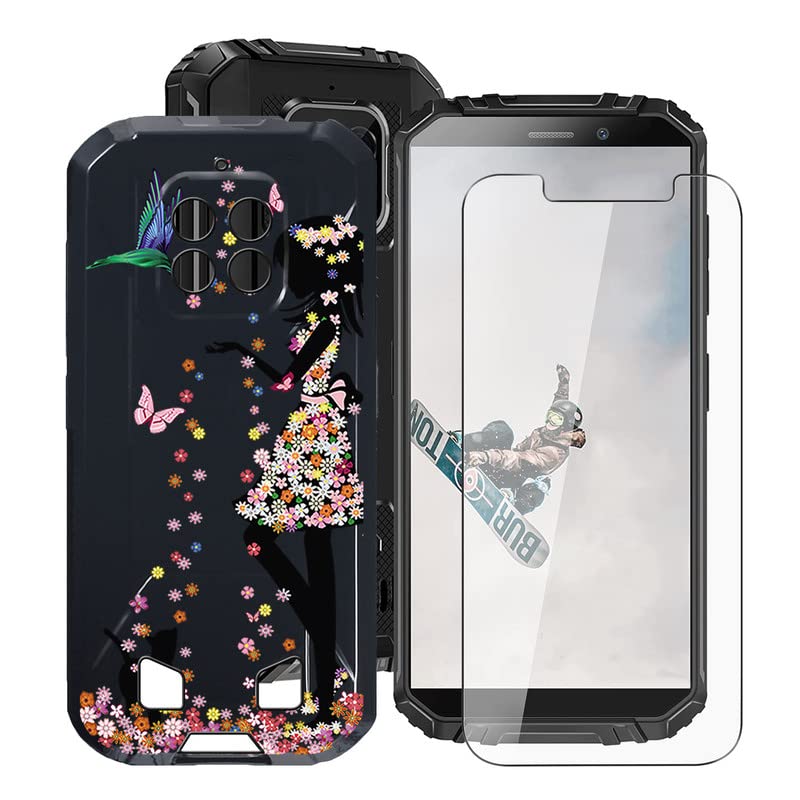 KJYFOANI Coque Pour Oukitel C61 Pro (6.88"), Noir Étui De Protection Avec 2 Pièces Verre Trempé écran Film Protecteur, Silicone Souple Antichoc Housse Pour Oukitel C61 Pro- [2 Pièces
