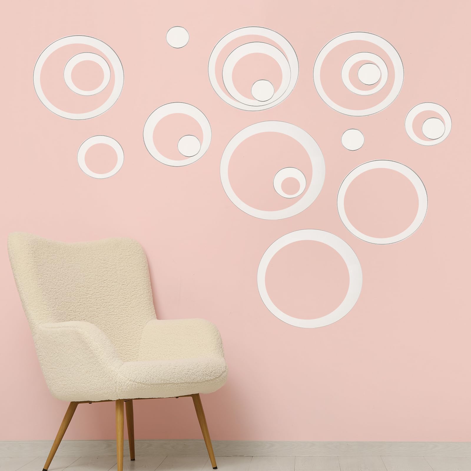 Autocollants muraux ronds acrylique miroir uxcell argent pour sticker déco mur
