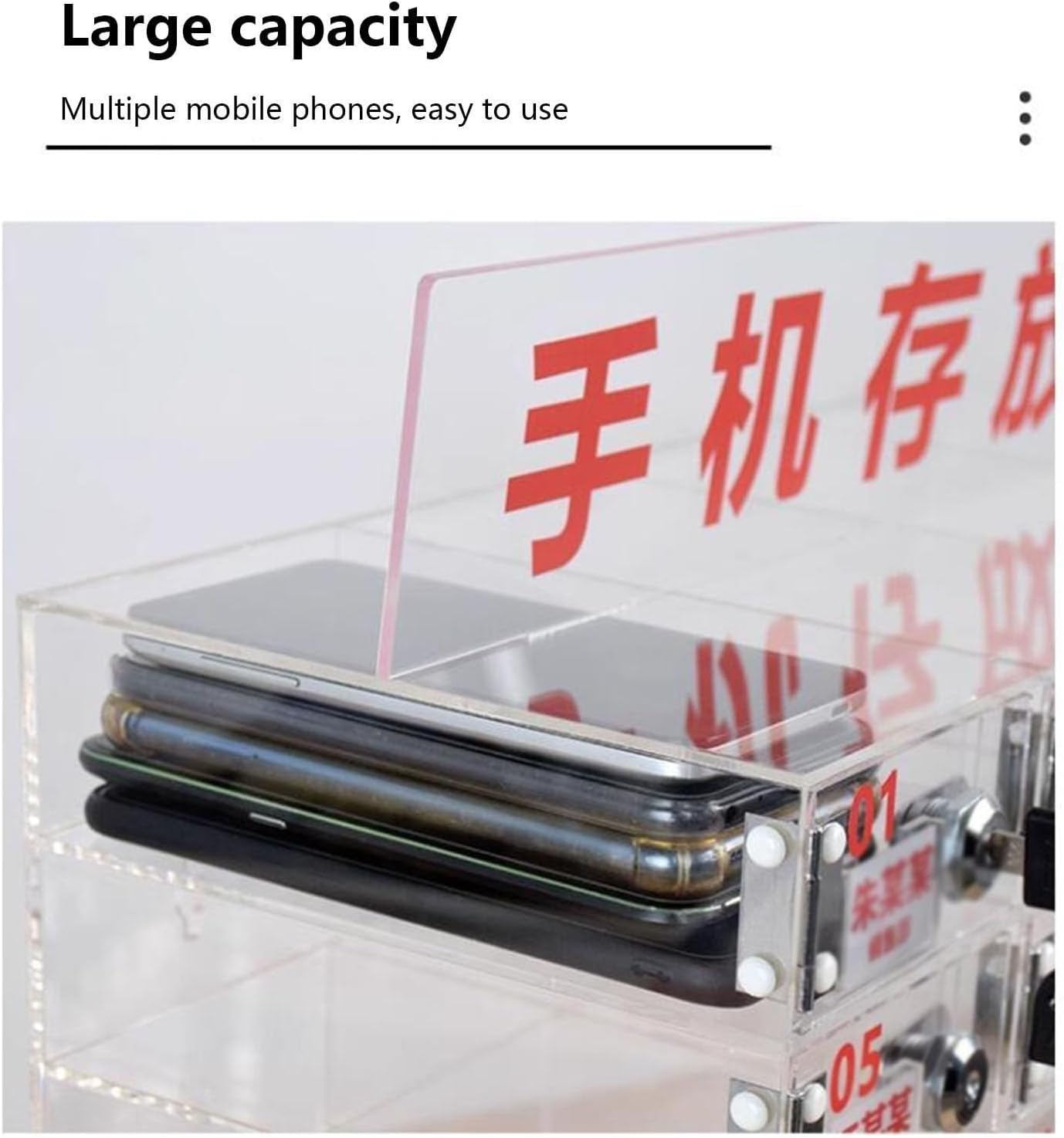 Cell Phone Locker Box for Classroom with Door Locks and Keys Clear Acrylic Jail Storage Cabinet，Wall Mounted Cell Phone Storage Locker - 12 Keyed Mobile Phone Lockers, Multi-Slot Storage Box