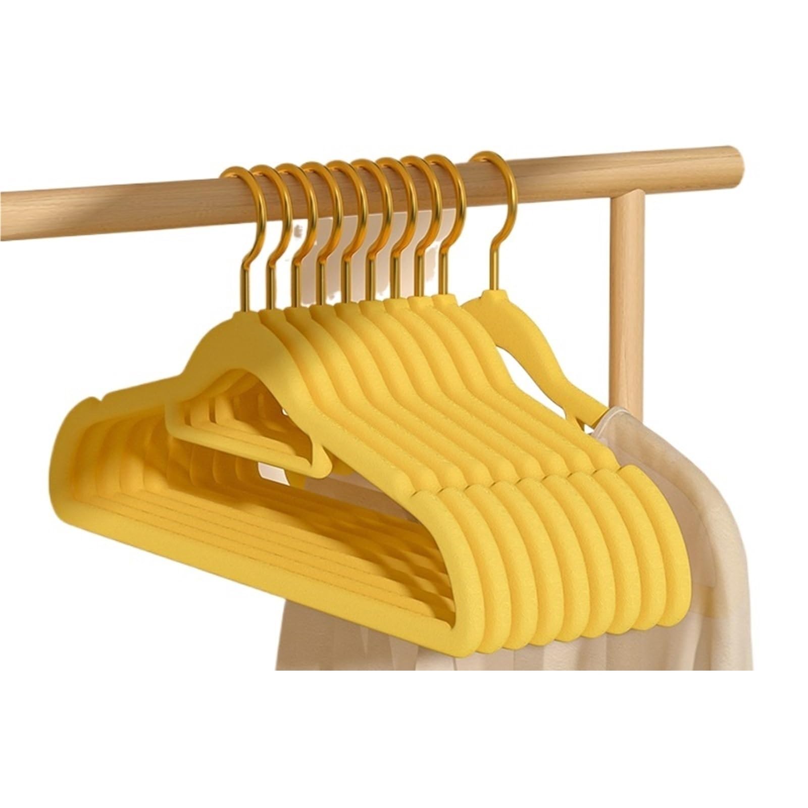 Duexioly Yellow Velvet Hangers 5-20Pcs Velvet Hangers Non-Slip Trouser Skirt Abs Flocking Hanger Rotin Dressing Storage Save Space For Storage(,20Pcs)