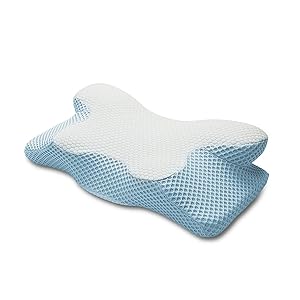 Almohada Cervical Mariposa para Todas Las Posiciones Sueño - Espuma Viscoelástica Alta Densidad con Funda Transpirable, Base Antideslizante Y Materiales Hipoalergénicos(Blue)