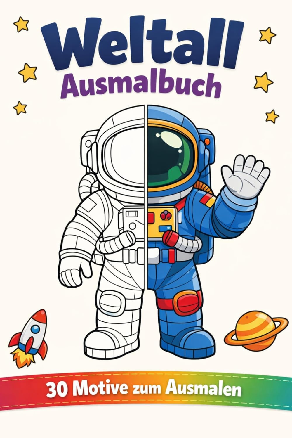 Weltraum Ausmalbuch für Kinder ab 4 Jahren - Raketen, Astronauten, Planeten und Aliens – Kreativer Malspaß im Weltall: Perfekt für Kindergarten und Vorschule