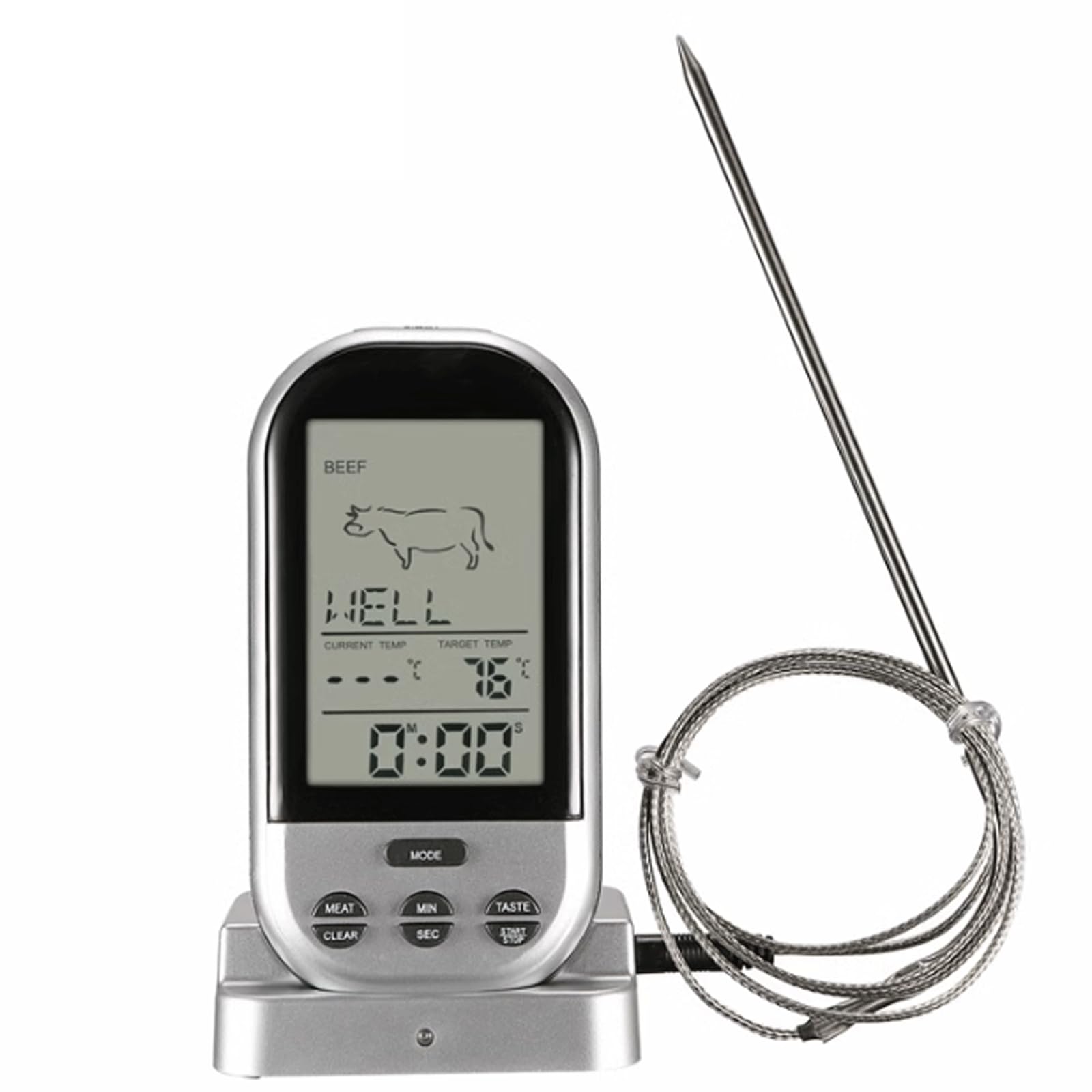 KRILLIQ Termometro Digitale LCD con Telecomando Wireless a Grande Schermo Termometro per Carne a Lettura istantanea per Cucinare cibi da Cucina