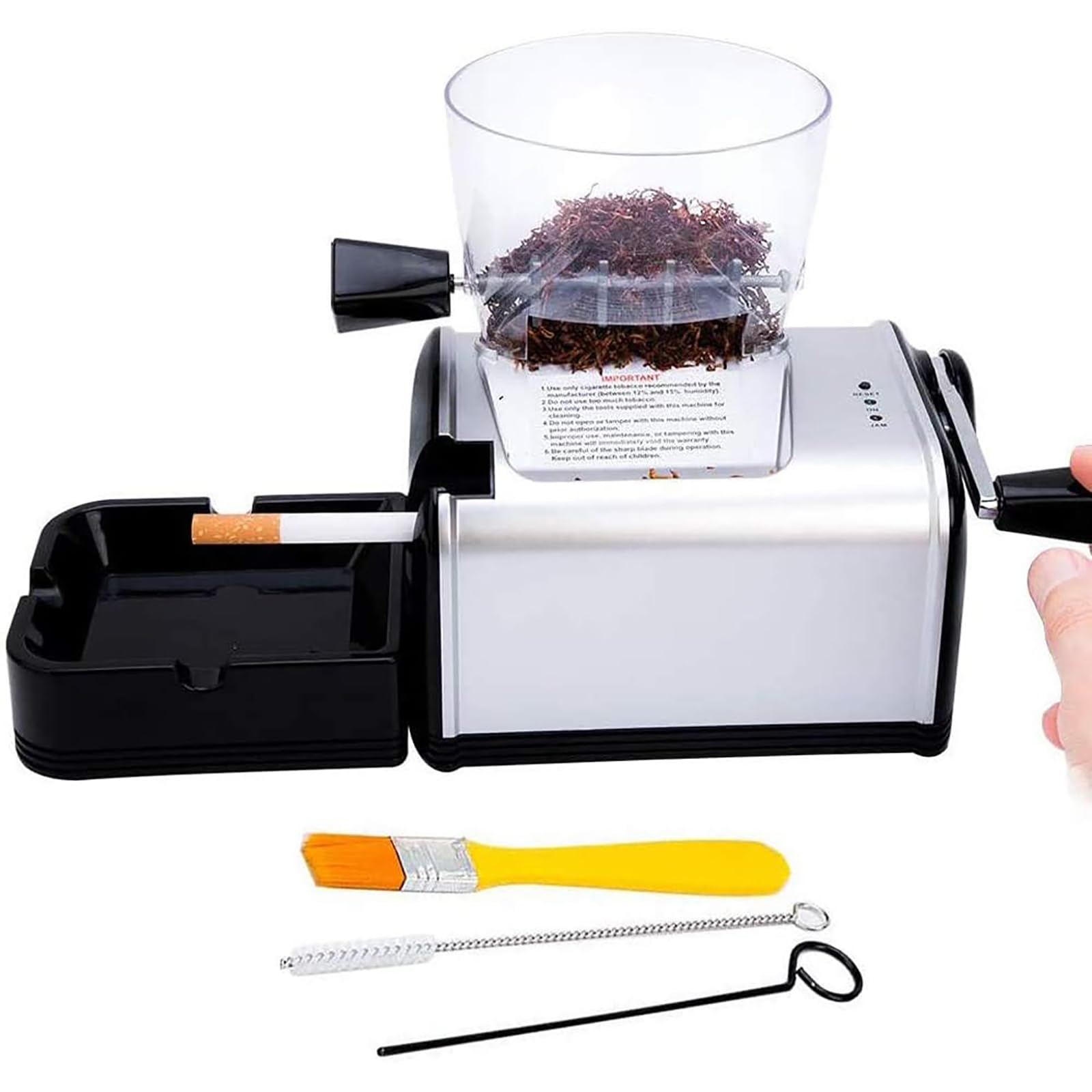 NGARY Riempitrice Automatica di Sigarette, Rullo per Iniettore di Tabacco Fai da Te con Luce LED per Indicare E Vassoio Rimovibile, per Tubo da 8 Mm di Diametro