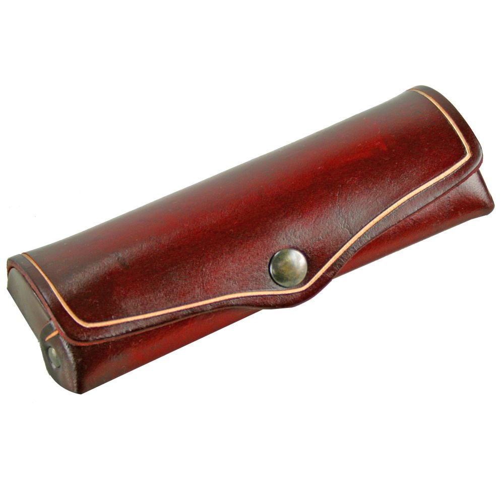 Mika Brillenetui klein Leder 15 cm rot