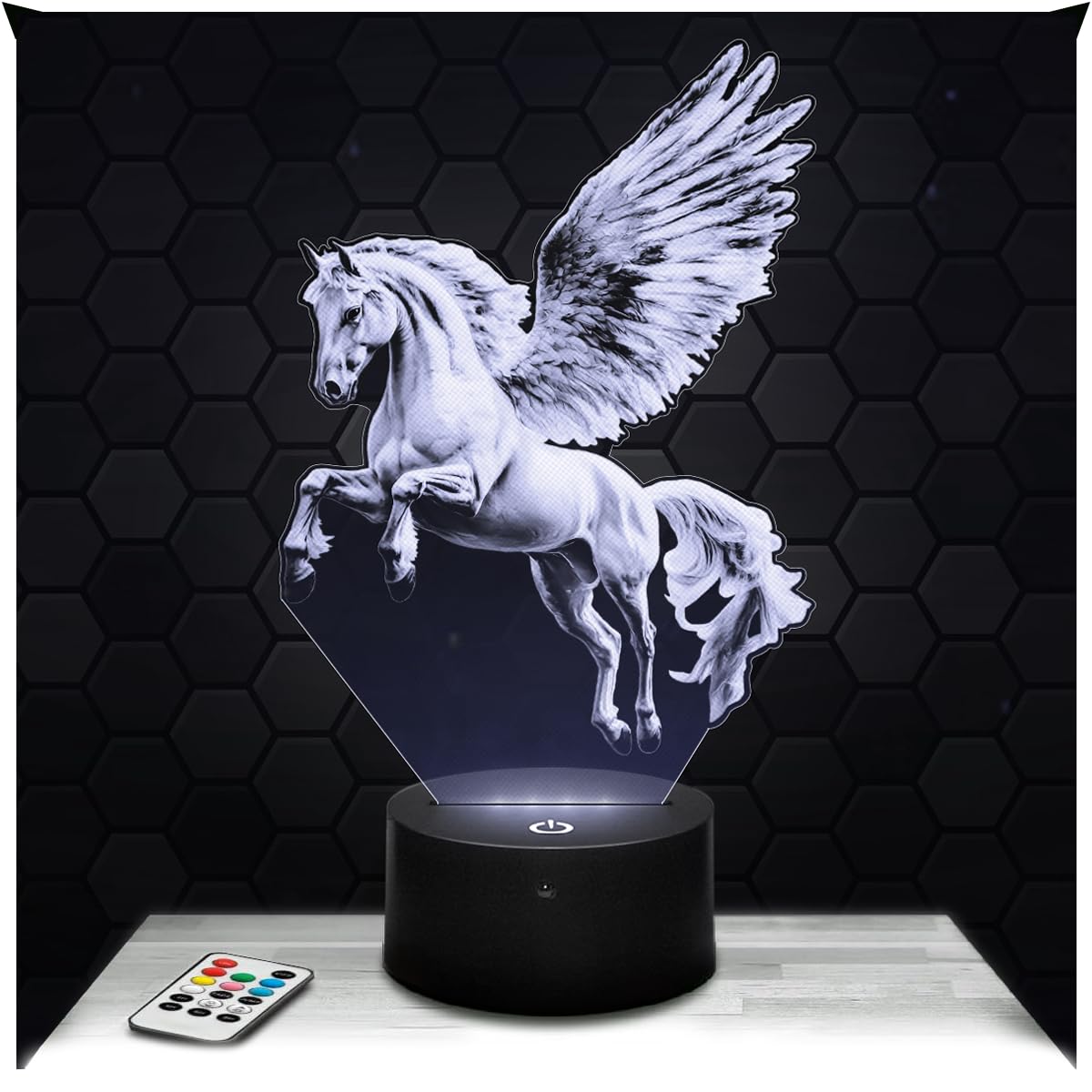 Lampephoto.fr - 3D Pegasus Lamp Gift Pegasus Winged Horse Greek Mythology, Touch LED Night Light, 3D Hologram Effect, Christmas Birthday Gift Idea for Boy or Girl, Room Decoration Object