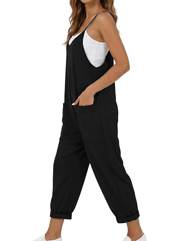 Buauty Women's Jumpsuits Casual V Neck Sleeveless Overalls Adjustable Strap Jumper with Pockets Rompers Beach Outfits Travel by Buauty - Image 2