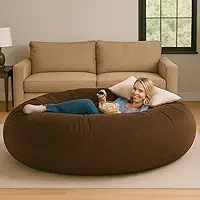 Puff Gigante Premium 150x30 Suede Capa Sem Enchimento Redondo Sofá Puff Decorativo Sala Quarto(MARROM CAFÉ)