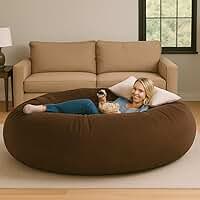 Puff Gigante Premium 150x30 Suede Capa Sem Enchimento Redondo Sofá Puff Decorativo Sala Quarto(MARROM CAFÉ)