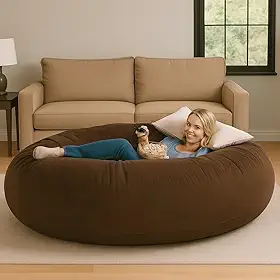 Puff Gigante Premium 150x30 Suede Capa Sem Enchimento Redondo Sofá Puff Decorativo Sala Quarto(MARROM CAFÉ)