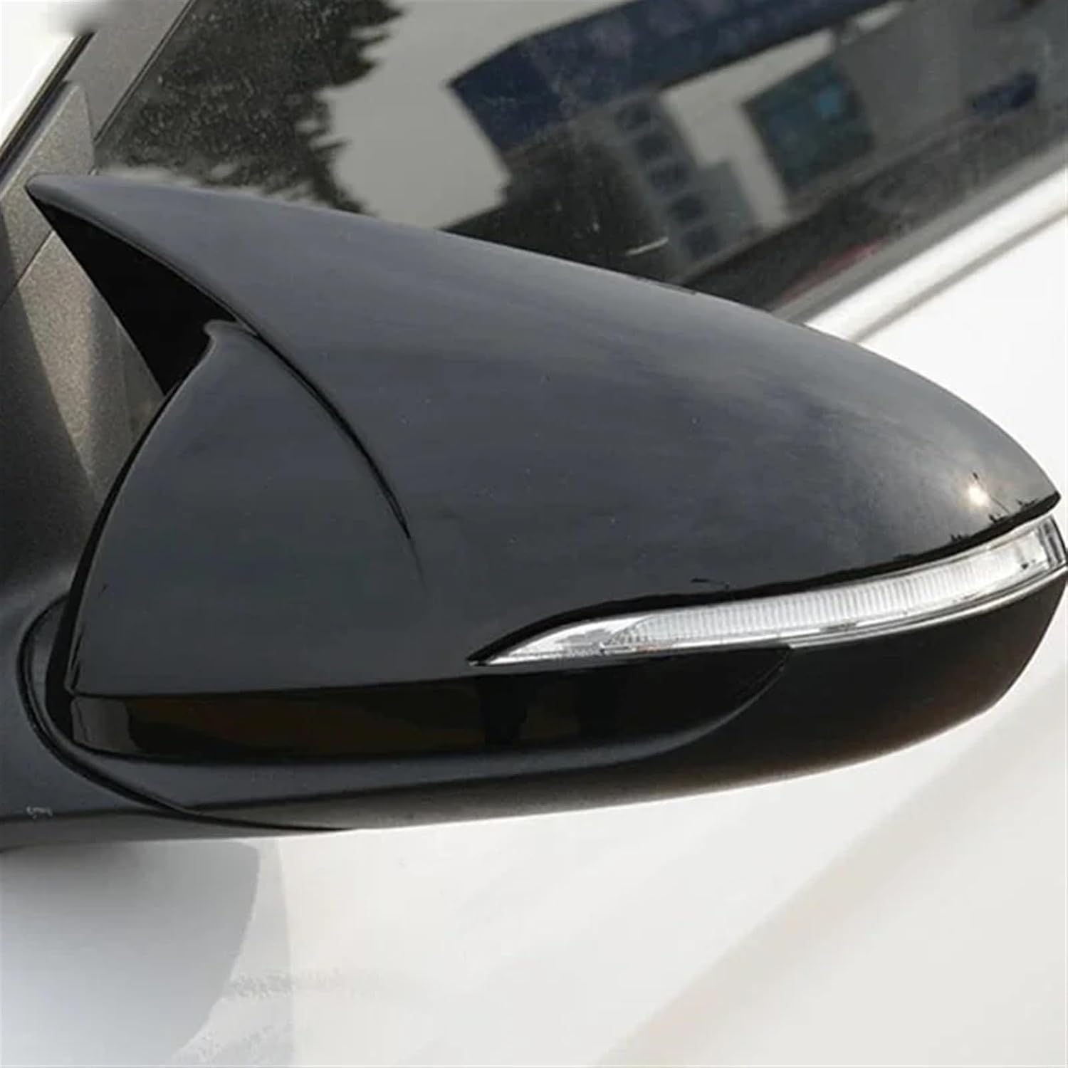 Compatible For Elantra Avante AD 2016-2020 Car Replacement Rearview Side Mirror Cover Wing Cap Exterior Door Rear View Case Trim (Color : No Horn Carbon)