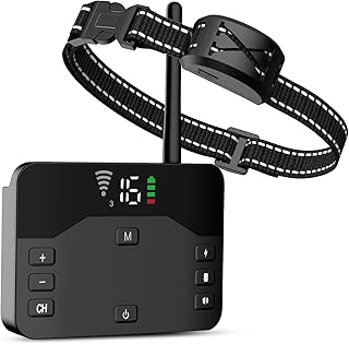 ABHY Electric Dog Fence, 2023 Wireless Dog Collar Fence System,Rechargeable Pet Containment System, Outdoor Remote Training Collar, Adjustable Shock Collar for Large and Medium Dogs