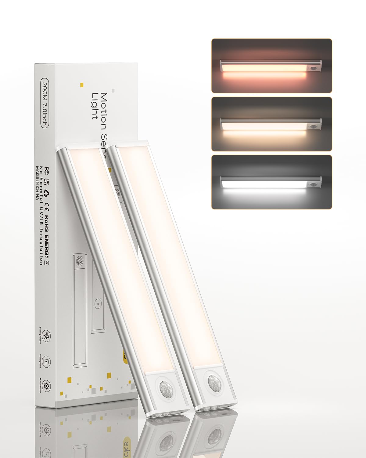 under cabinet lights,34 led rechargeable battery operated motion sensor light indoor, 2 pack magnetic dimmable closet lights, wireless under counter lights for kitchen, stairs