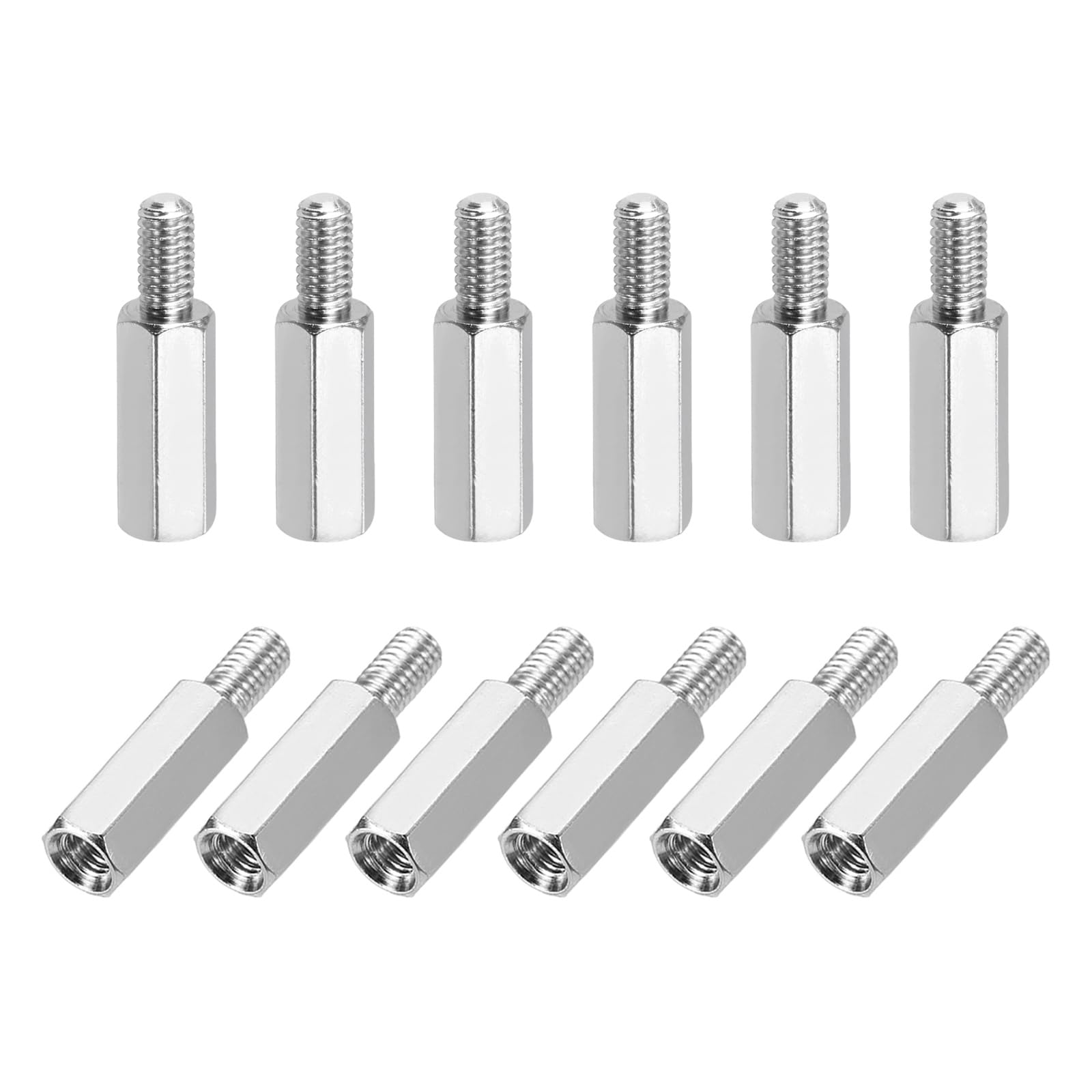 sourcing map Hex Spacer Screws, M3x13mm+6mm Male to Female Thread Brass Nickel Plated Motherboard Standoffs Spacer Pillars for PCB Circuit Boards FPV Quadcopter Drone DIY, Pack of 12