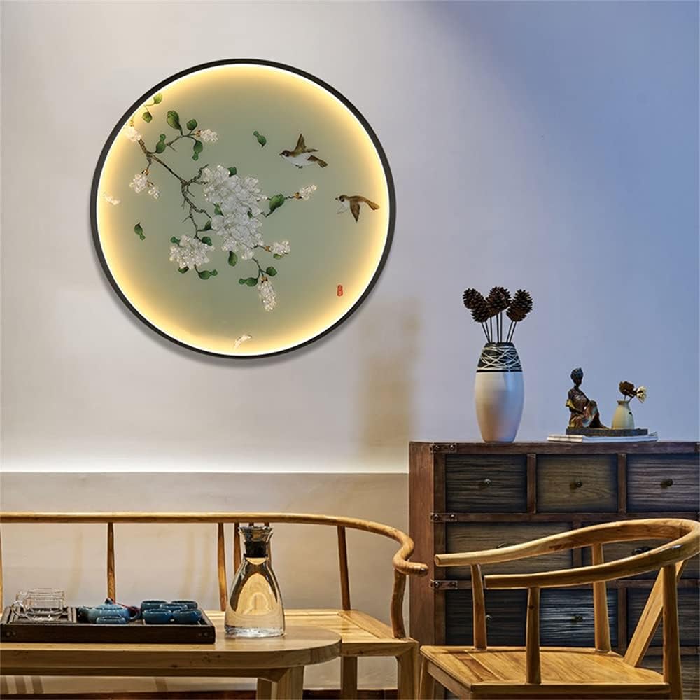 Wall Lamp Contemporary LED Round Sconces Creative Light for Home Decoration (Style B Black, Diameter 23.6")