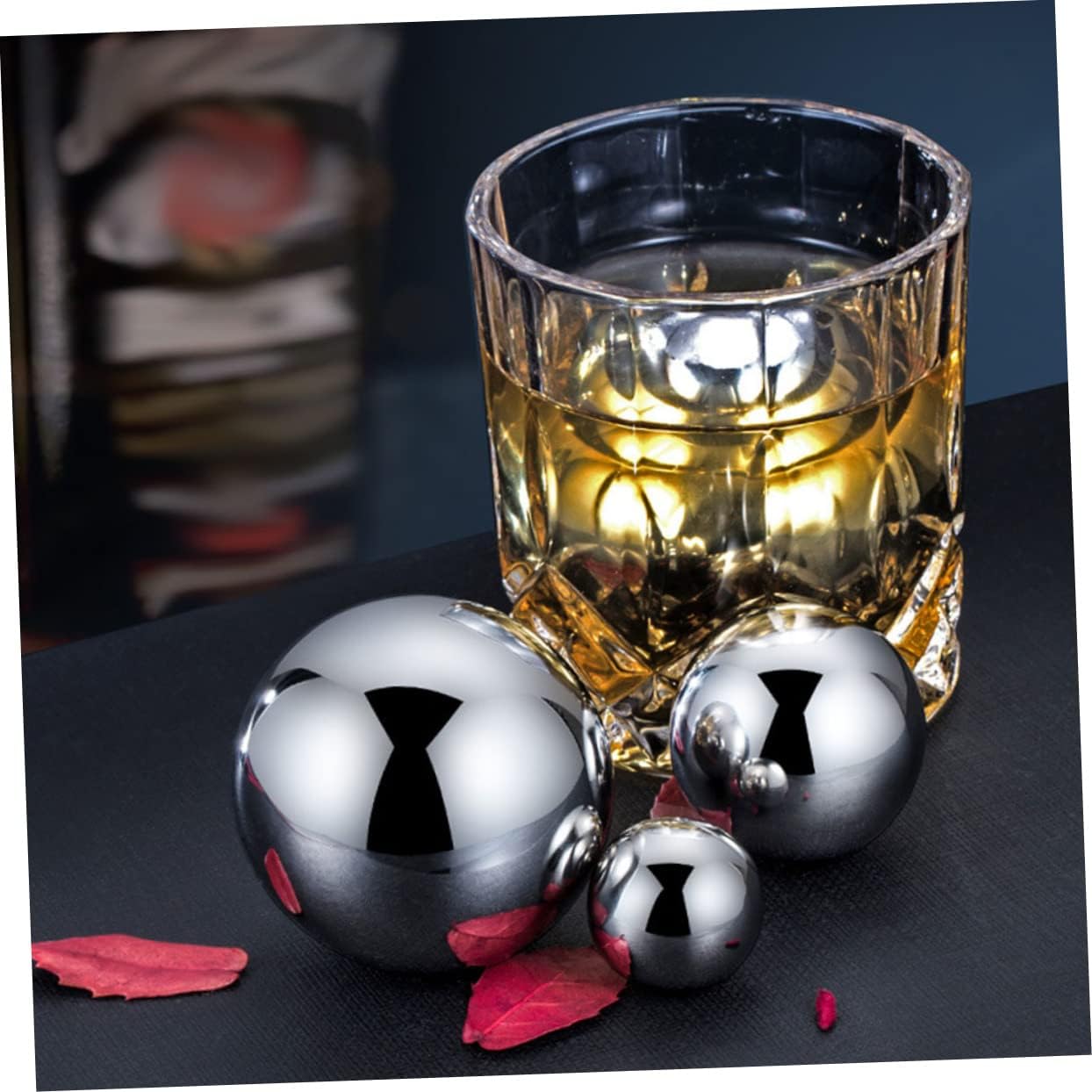 PRETYZOOM 4pcs Stainless Steel Ice Reusable Whiskey Stones Freezer Stones for Wine Drinks Metal Smooth Creative Design for Cooling