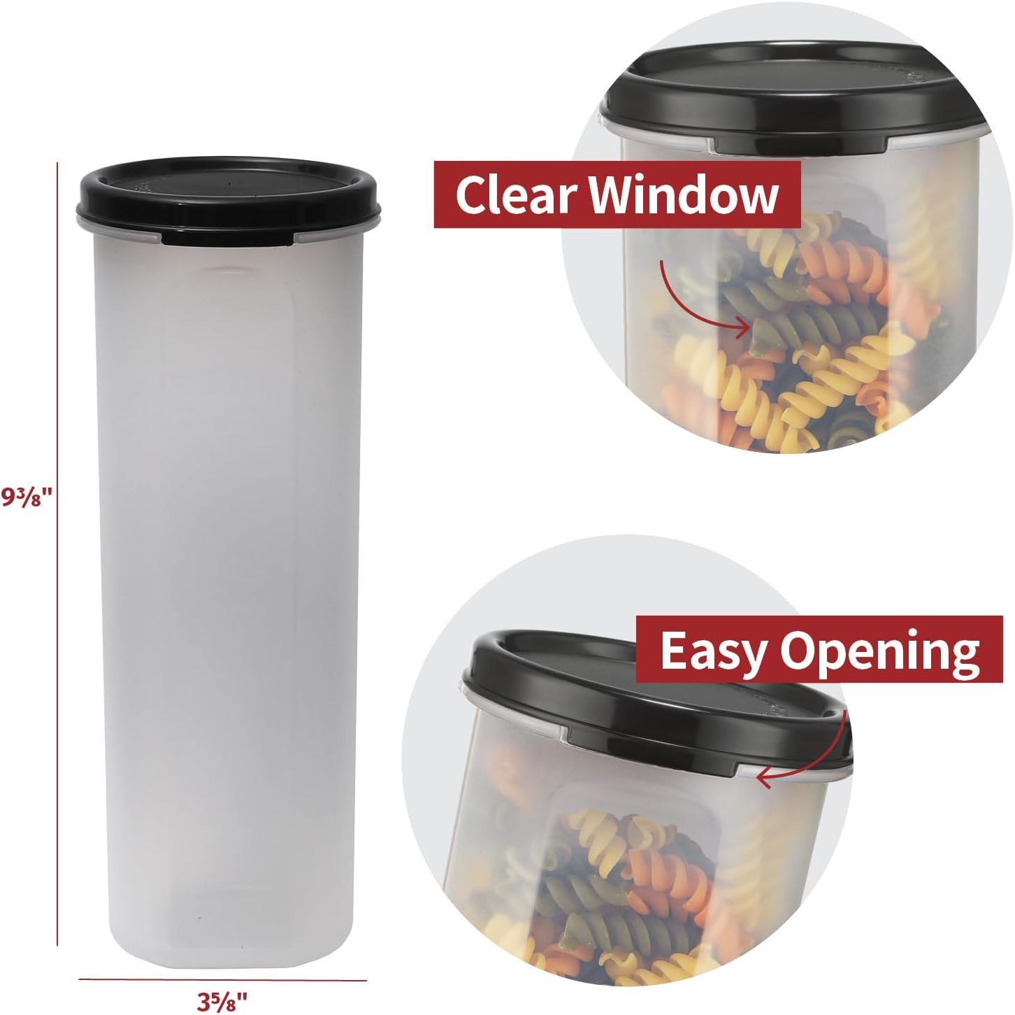 SIGNORA WARE Pasta Food Storage Container with Lid –30 oz 8-in tall Pasta, Coffee Containers for Kitchen Pantry Organizer –leakproof Air Tight Canister for Coffee, Beans, Noodles, Rice BPA-Free