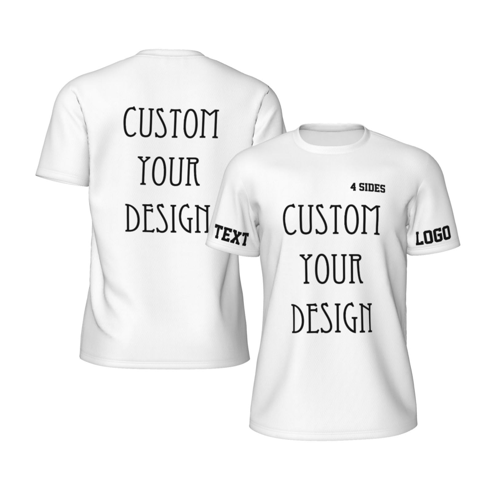 Custom T Shirts for Men Funny Tshirts with Logo Text Image On All Sides Customized Gifts